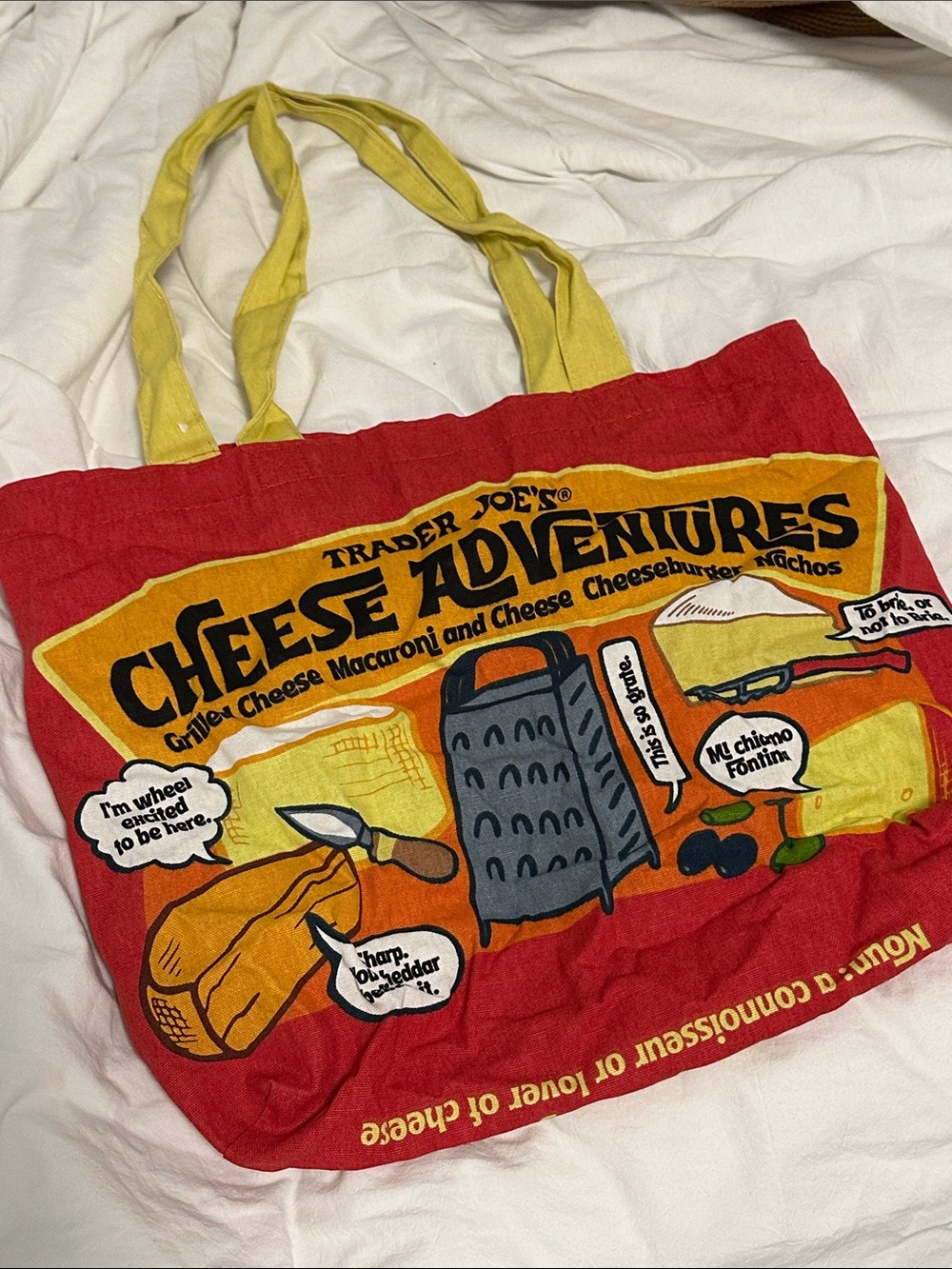 Trader Joe's Cheese Adventures Red & Yellow Tote Bag